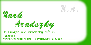 mark aradszky business card